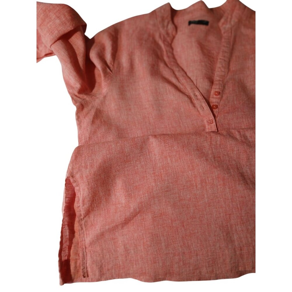 For Cynthia Womens Coral Linen Tunic Top Button Front 3/4 Sleeves Size XL Plus - Picture 6 of 13